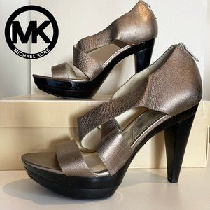 Michael Kors Gold Metallic Leather Platform Shoe 9